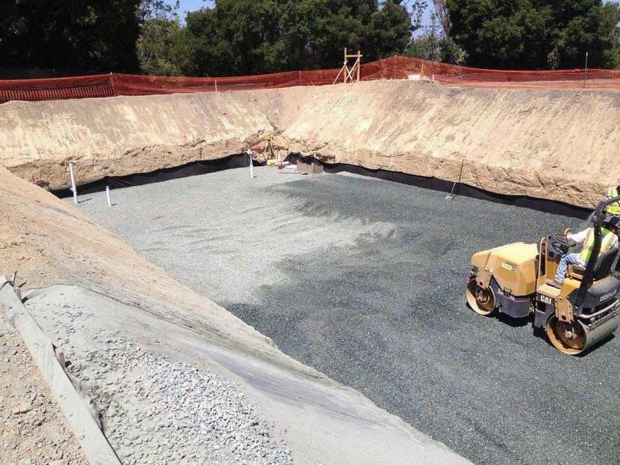 Compacted sub-base for pool/structure pad